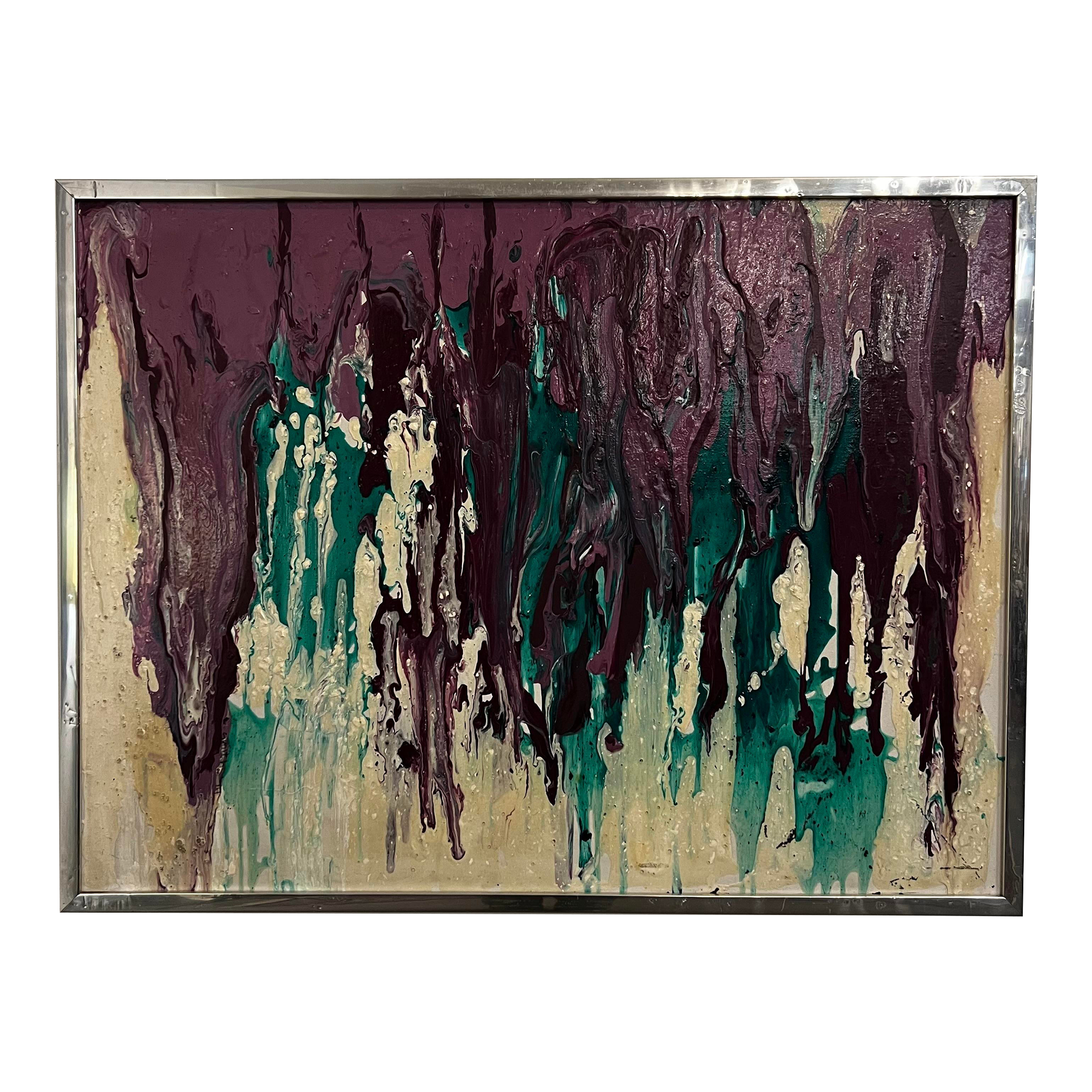 Purple and Green Abstract Painting