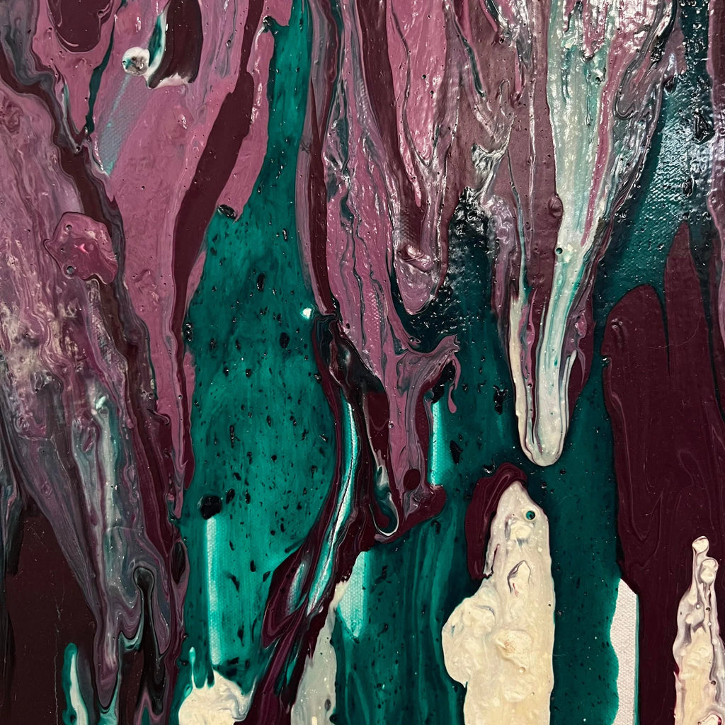 Purple and Green Abstract Painting