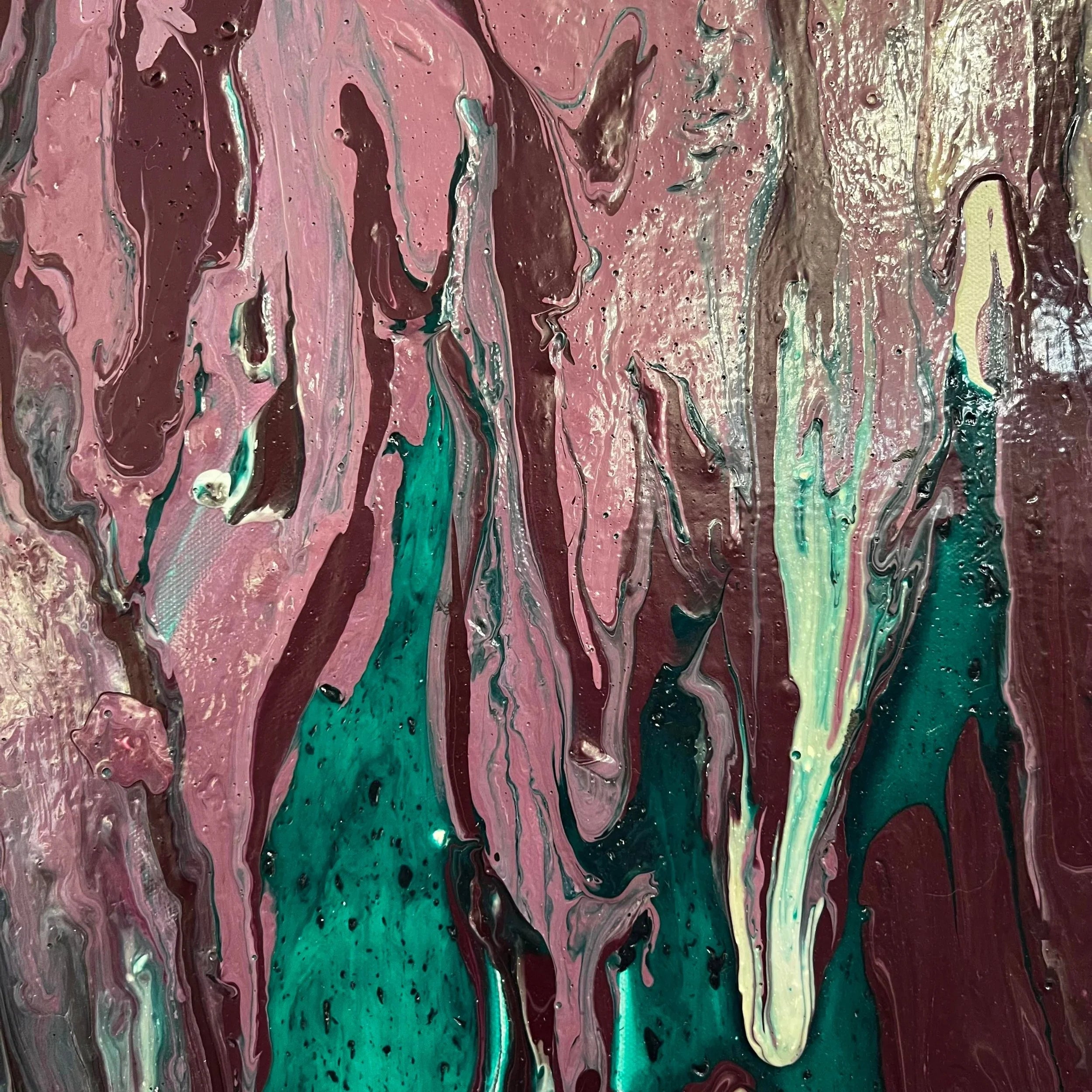 Purple and Green Abstract Painting