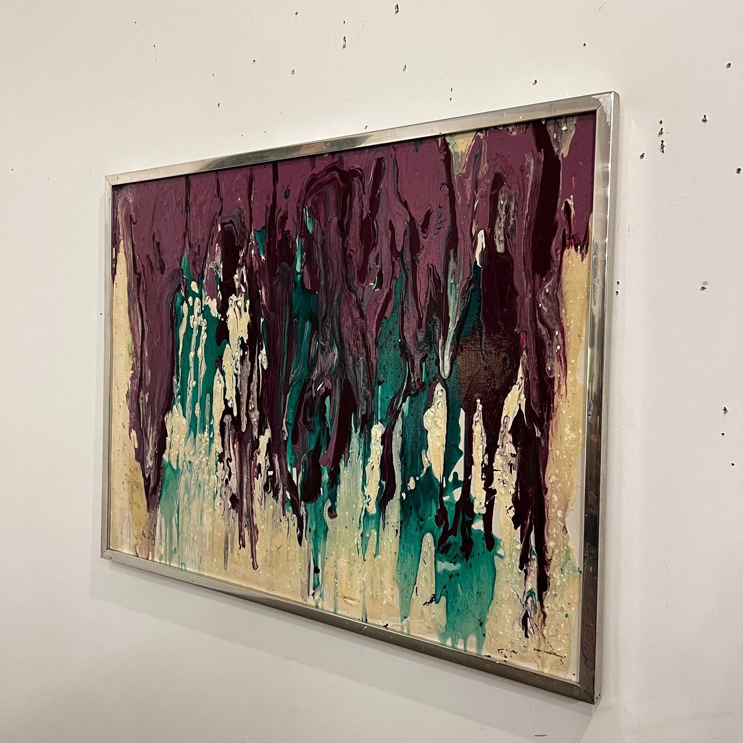 Purple and Green Abstract Painting