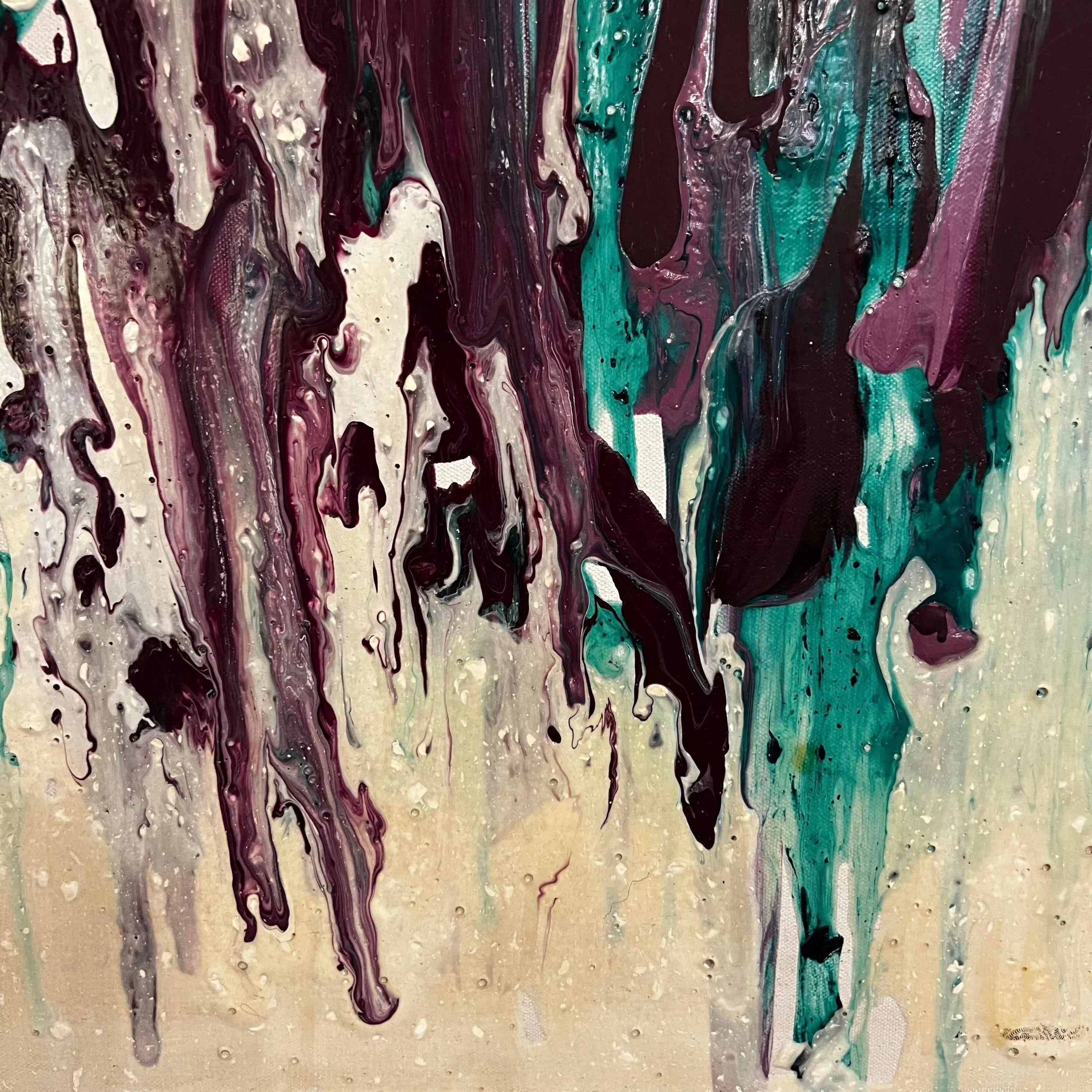 Purple and Green Abstract Painting
