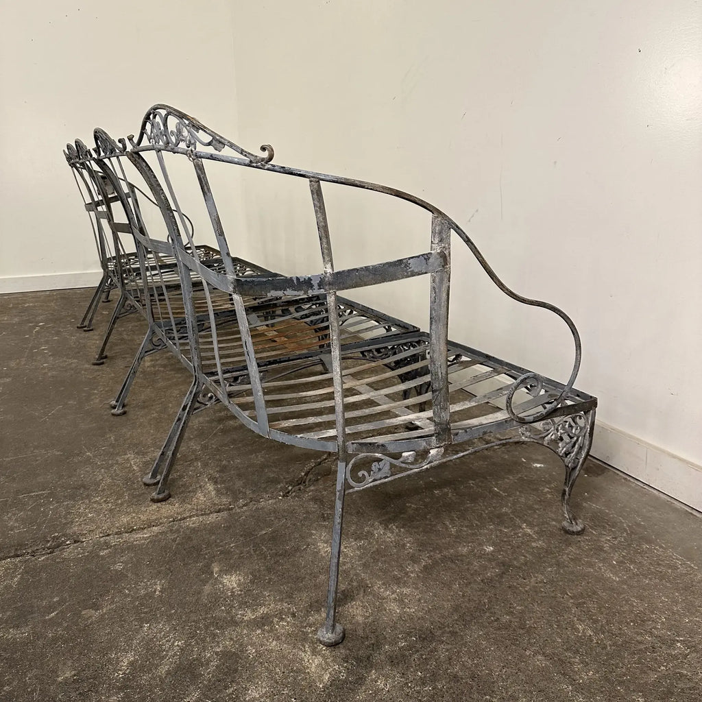 Mid 20th Century Woodard Iron Patio 5 Piece Sectional Sofa Orleans Pattern,