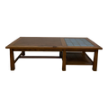 Ranch Oak Coffee Table Rectangle With Blue Tile Top