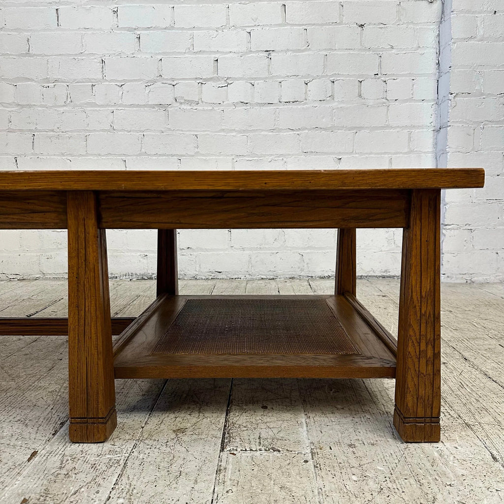 Ranch Oak Coffee Table Rectangle With Blue Tile Top