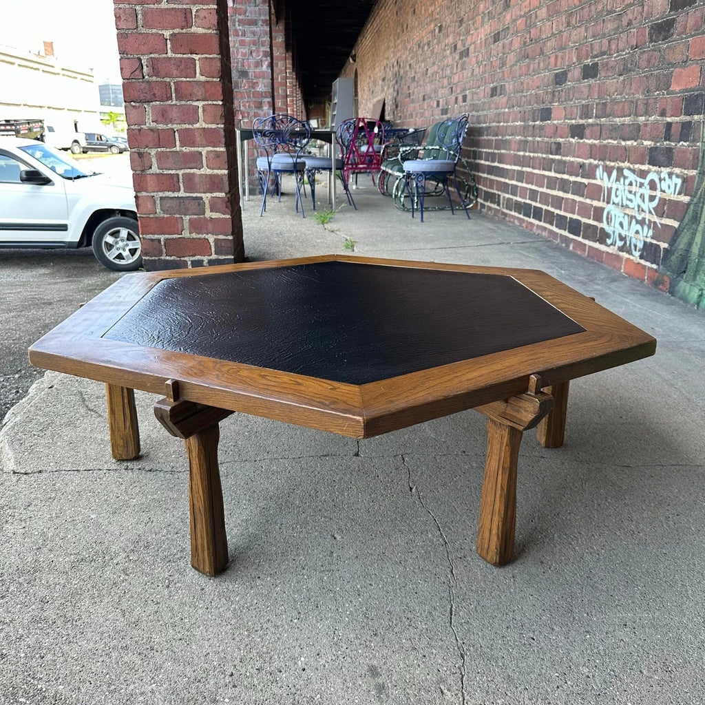 Ranch Oak Hexagonal Faux Slate Coffee Table