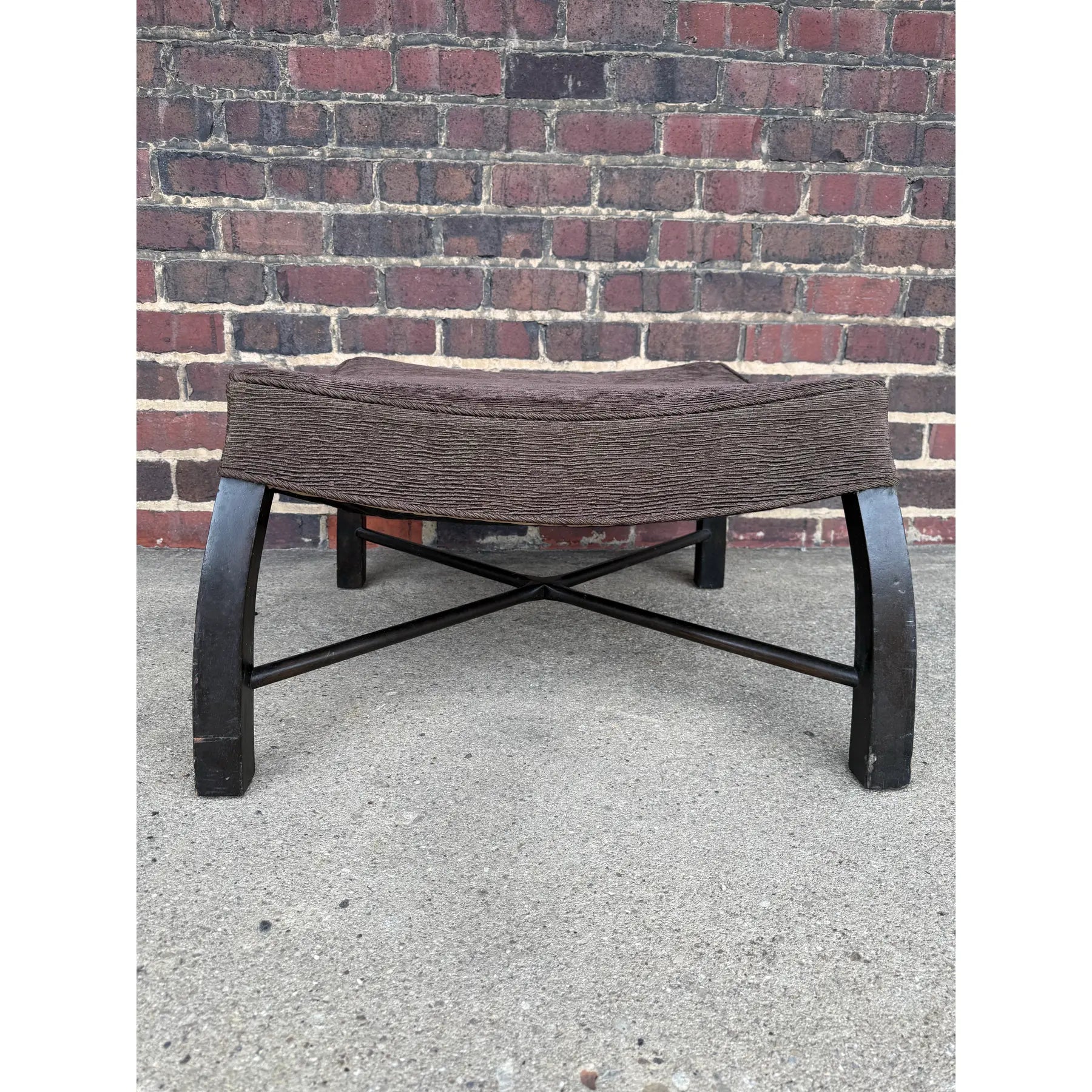 Rare Harvey Probber Large Ottoman Stool With Curved Bowed Legs and X Stretcher