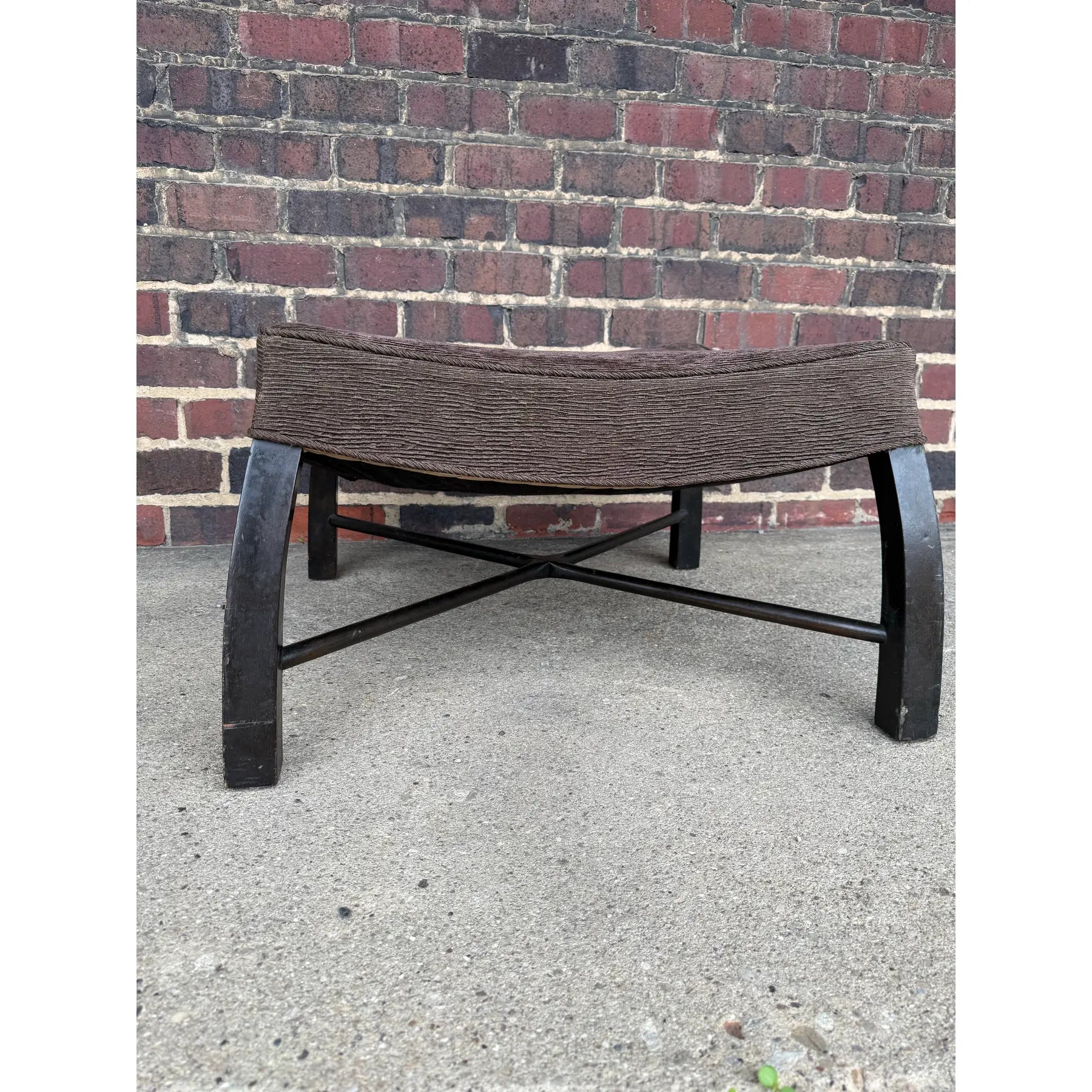 Rare Harvey Probber Large Ottoman Stool With Curved Bowed Legs and X Stretcher