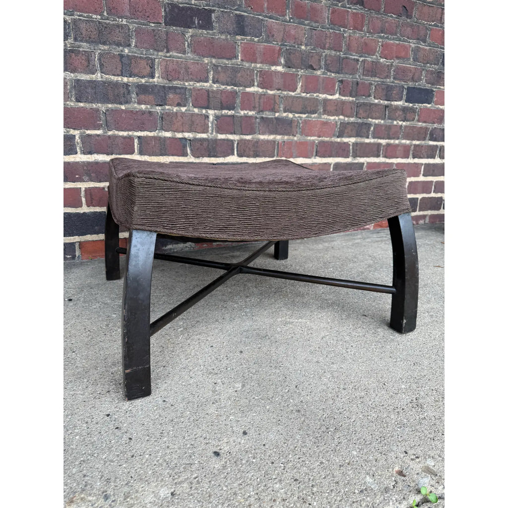 Rare Harvey Probber Large Ottoman Stool With Curved Bowed Legs and X Stretcher