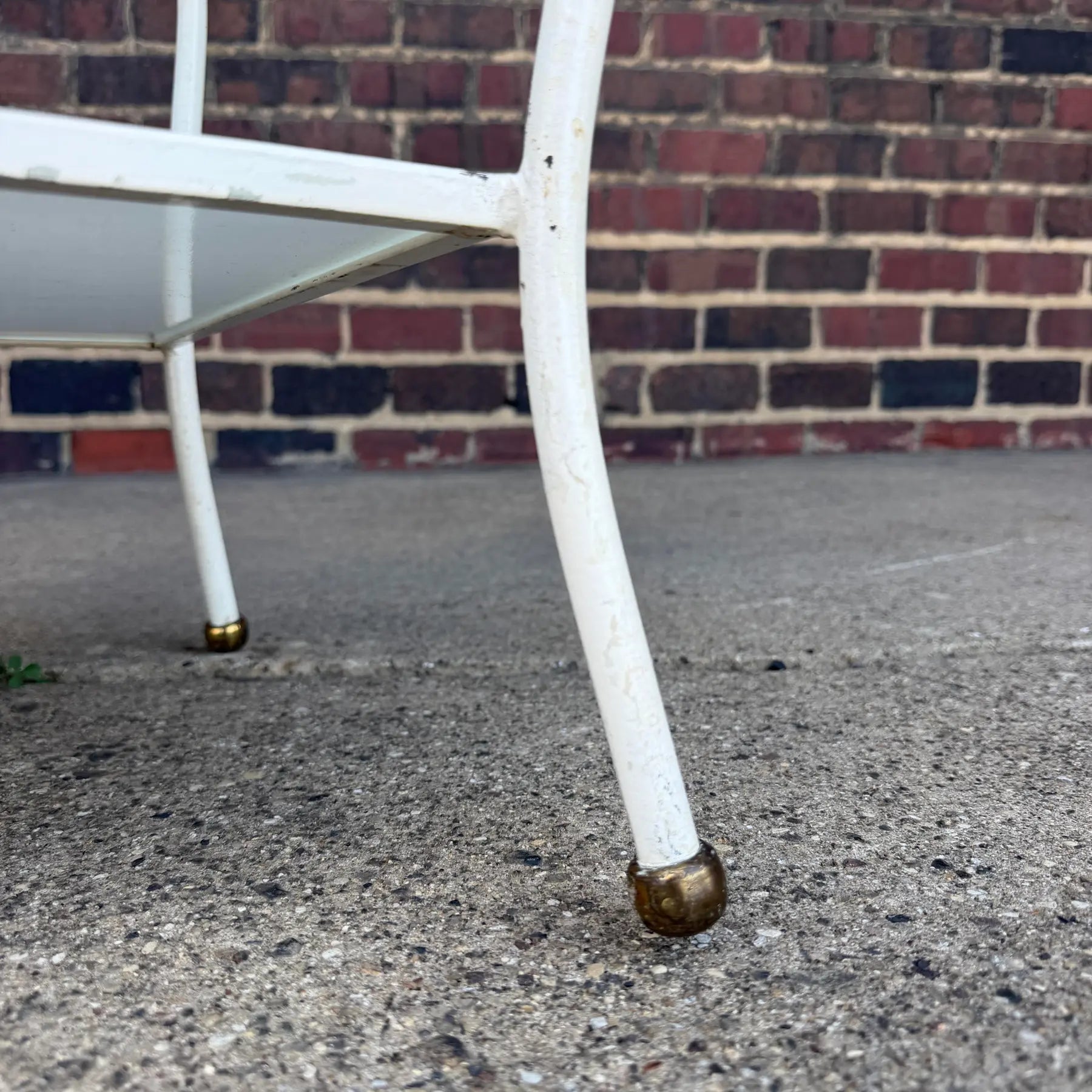 Rare Salterini Patio Side Table Vitro Lite White Glass