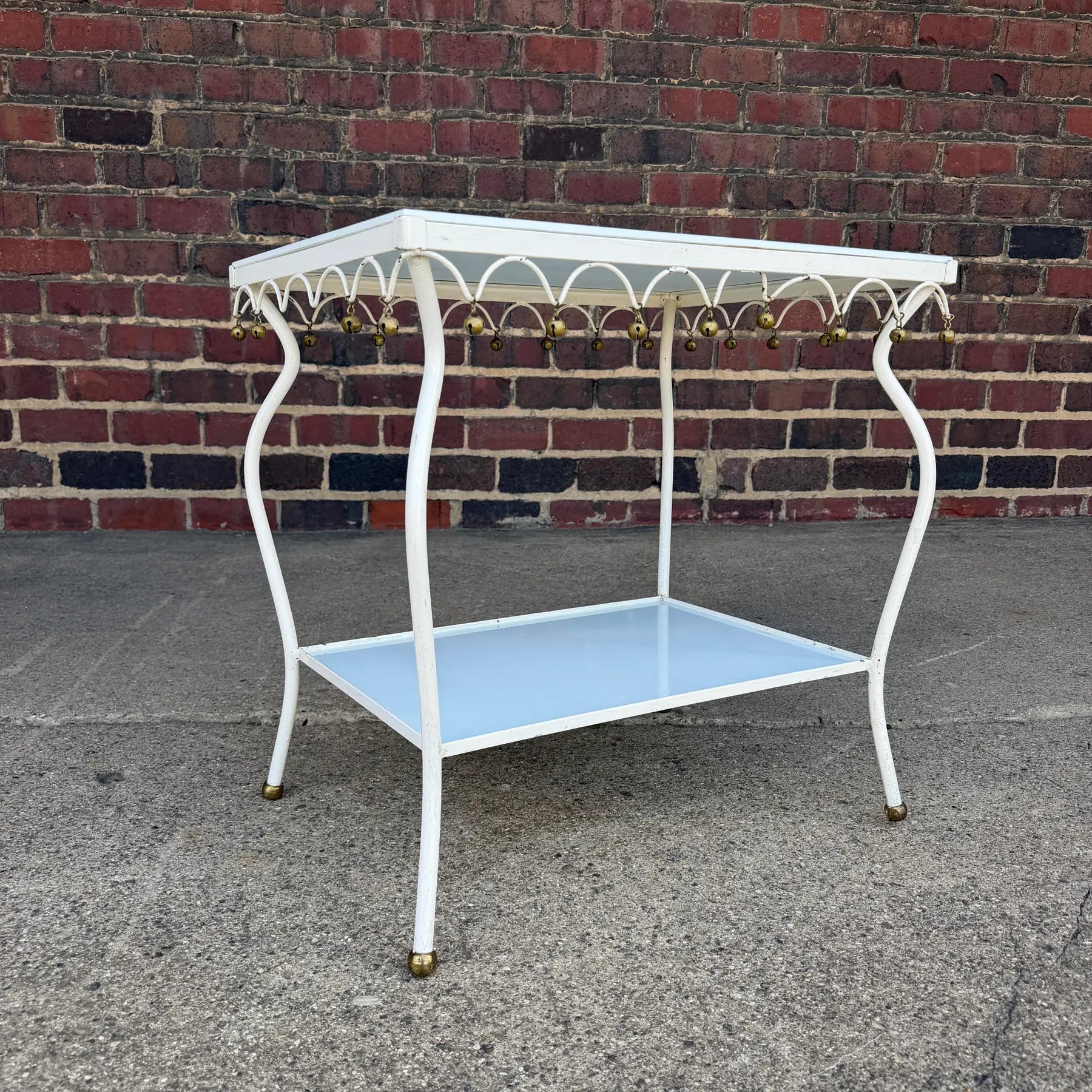 Rare Salterini Patio Side Table Vitro Lite White Glass