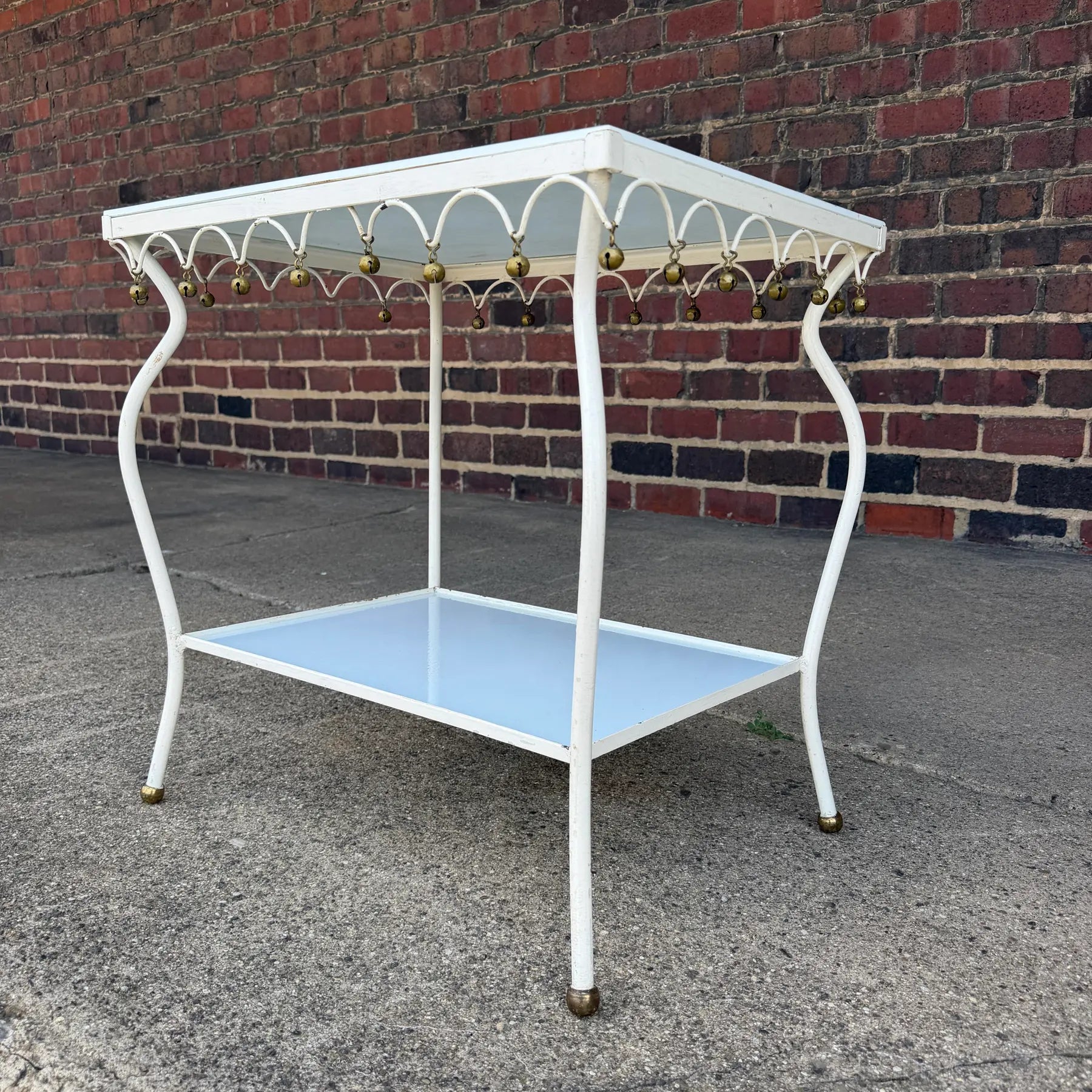 Rare Salterini Patio Side Table Vitro Lite White Glass