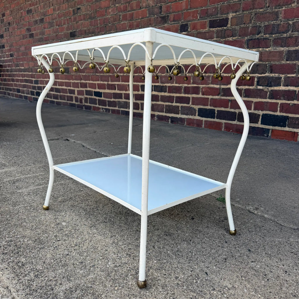 Rare Salterini Patio Side Table Vitro Lite White Glass
