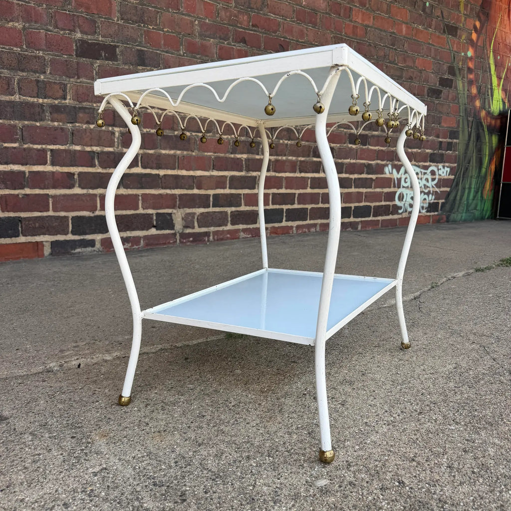 Rare Salterini Patio Side Table Vitro Lite White Glass