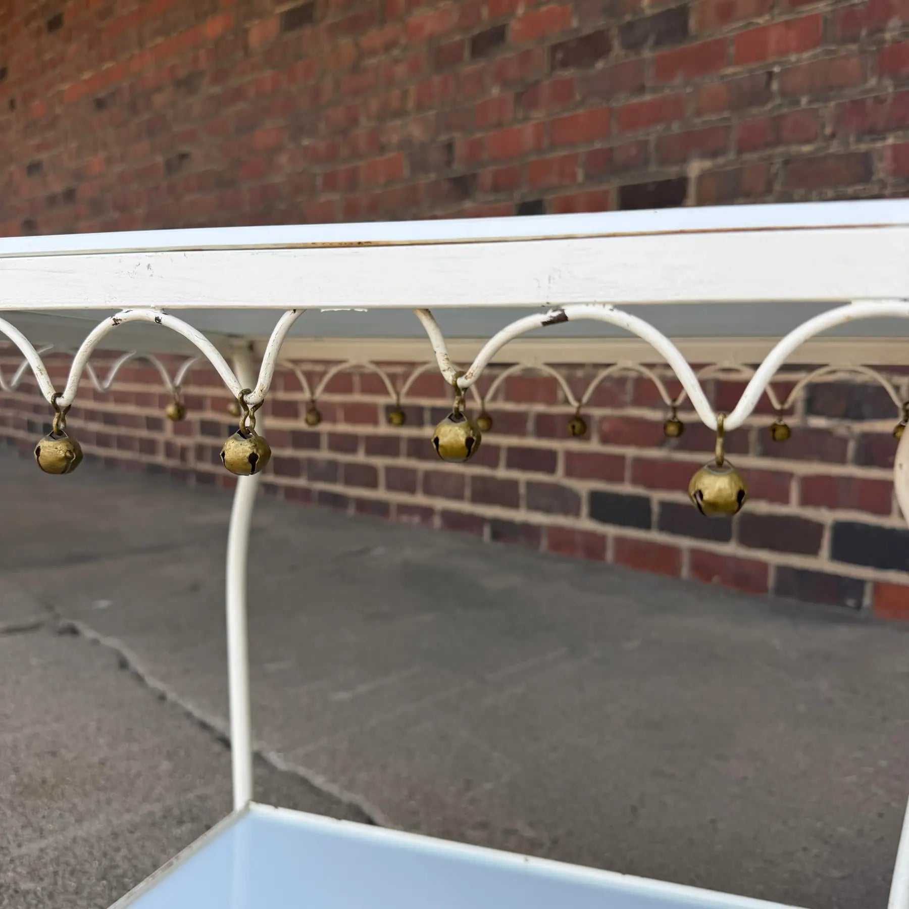 Rare Salterini Patio Side Table Vitro Lite White Glass