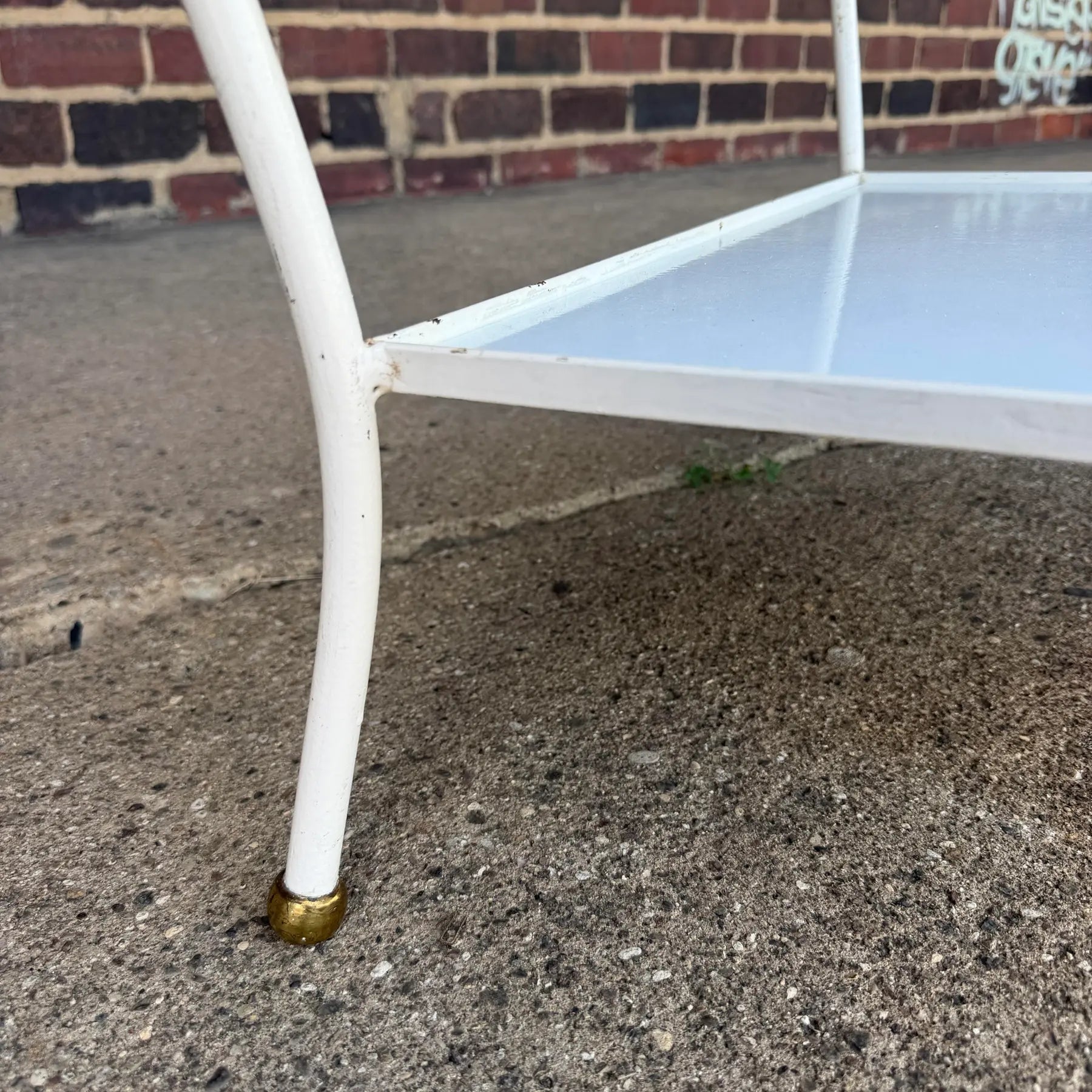 Rare Salterini Patio Side Table Vitro Lite White Glass