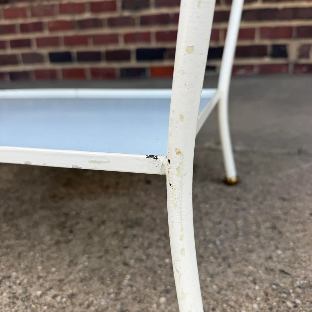 Rare Salterini Patio Side Table Vitro Lite White Glass