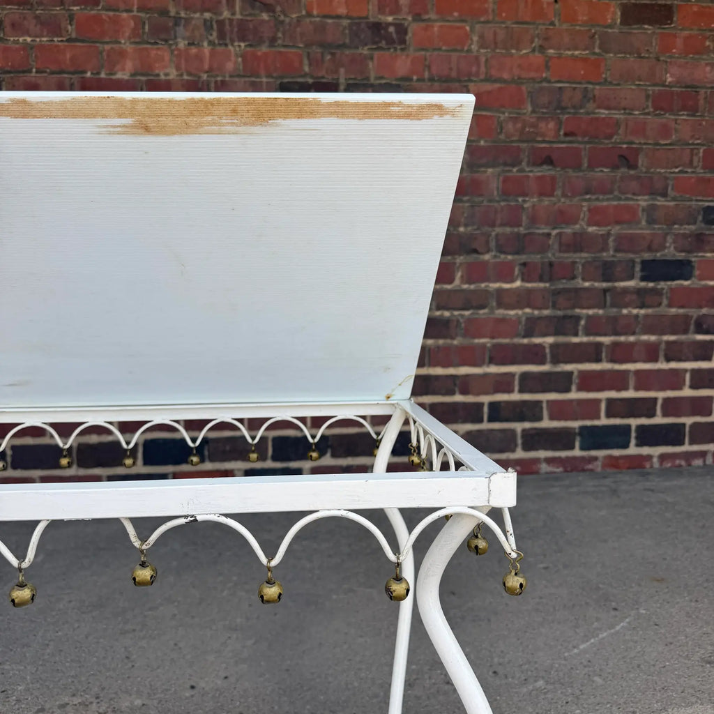 Rare Salterini Patio Side Table Vitro Lite White Glass