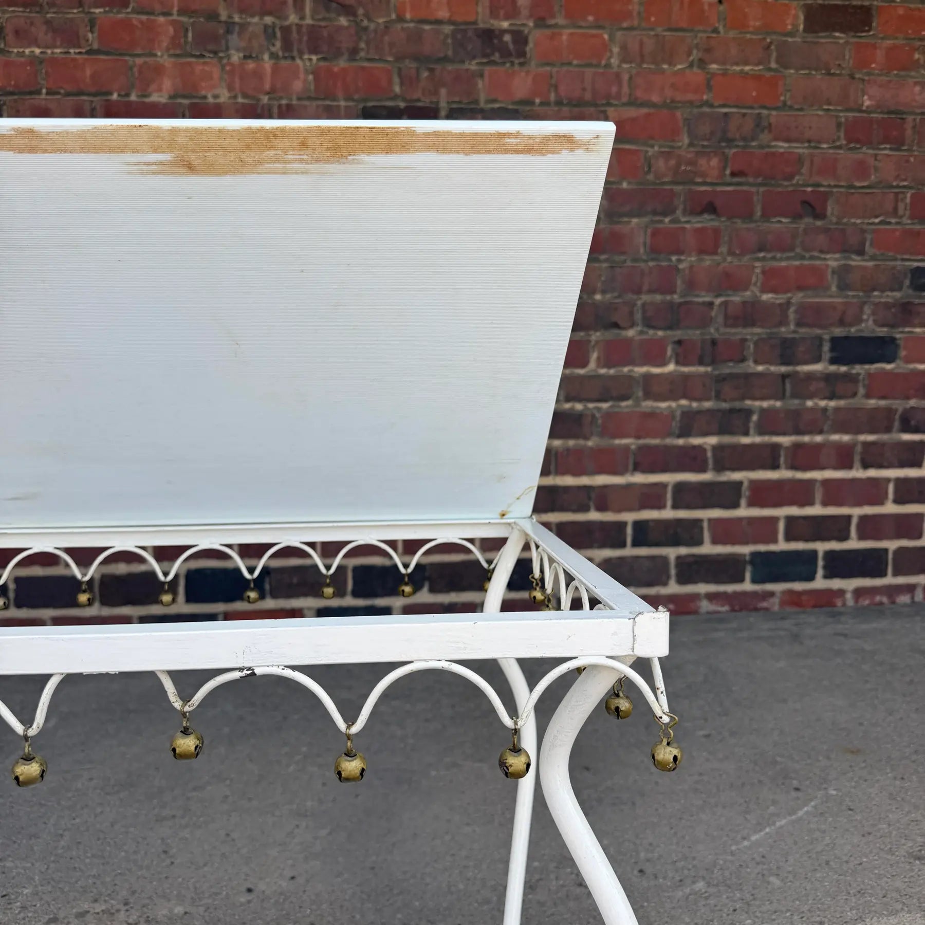 Rare Salterini Patio Side Table Vitro Lite White Glass