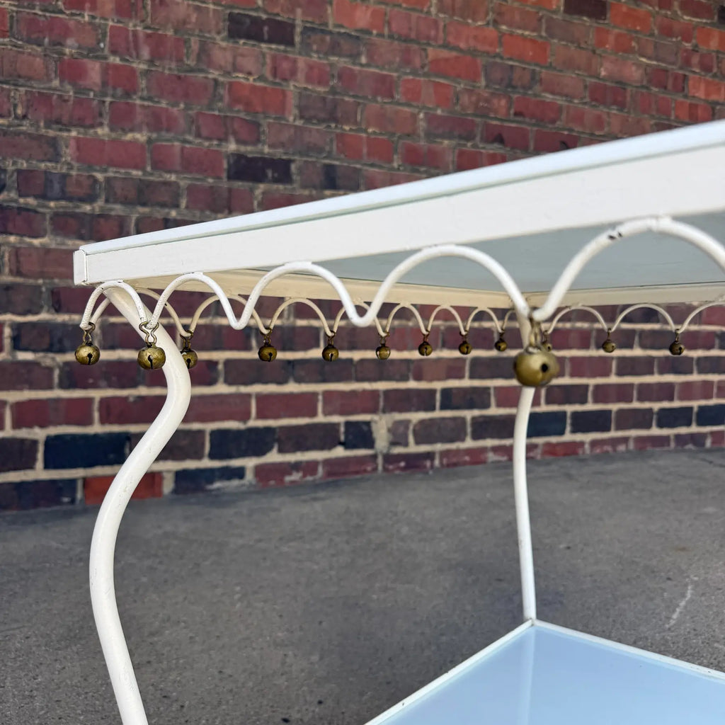 Rare Salterini Patio Side Table Vitro Lite White Glass