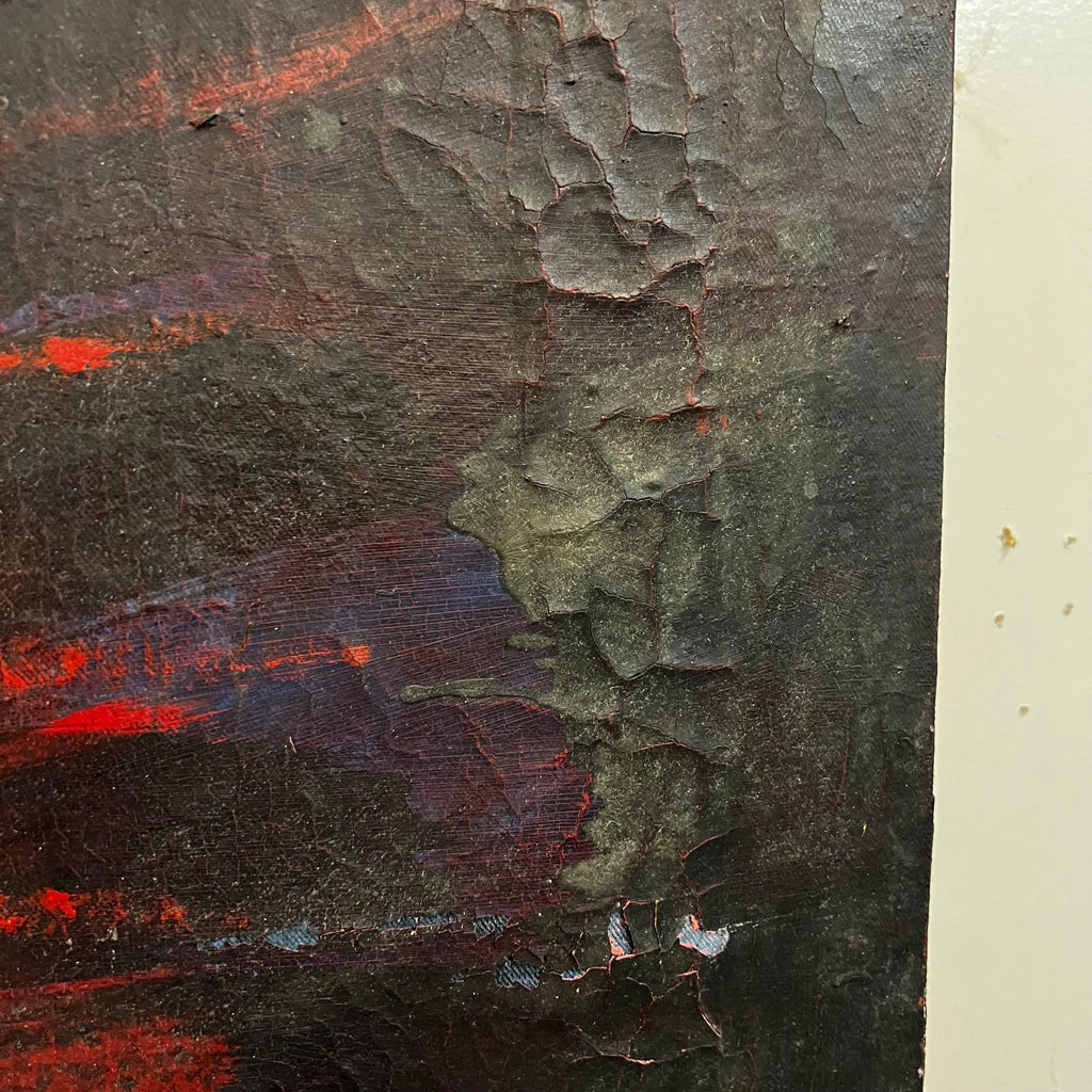 Red Splatter Abstract Painting Signed Sg
