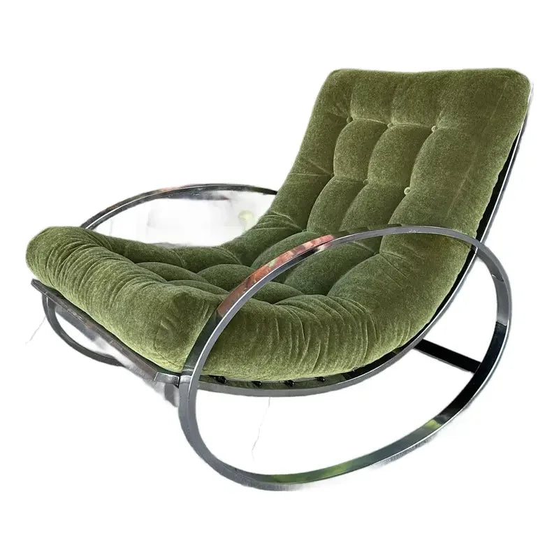 Renato Zevi for Selig Chrome and Mohair Rocking Chair Mid-Century Modern