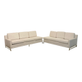 Reupholstered Mid Century Modern Paul McCobb Sectional Sofa with Travertine Top Side Table