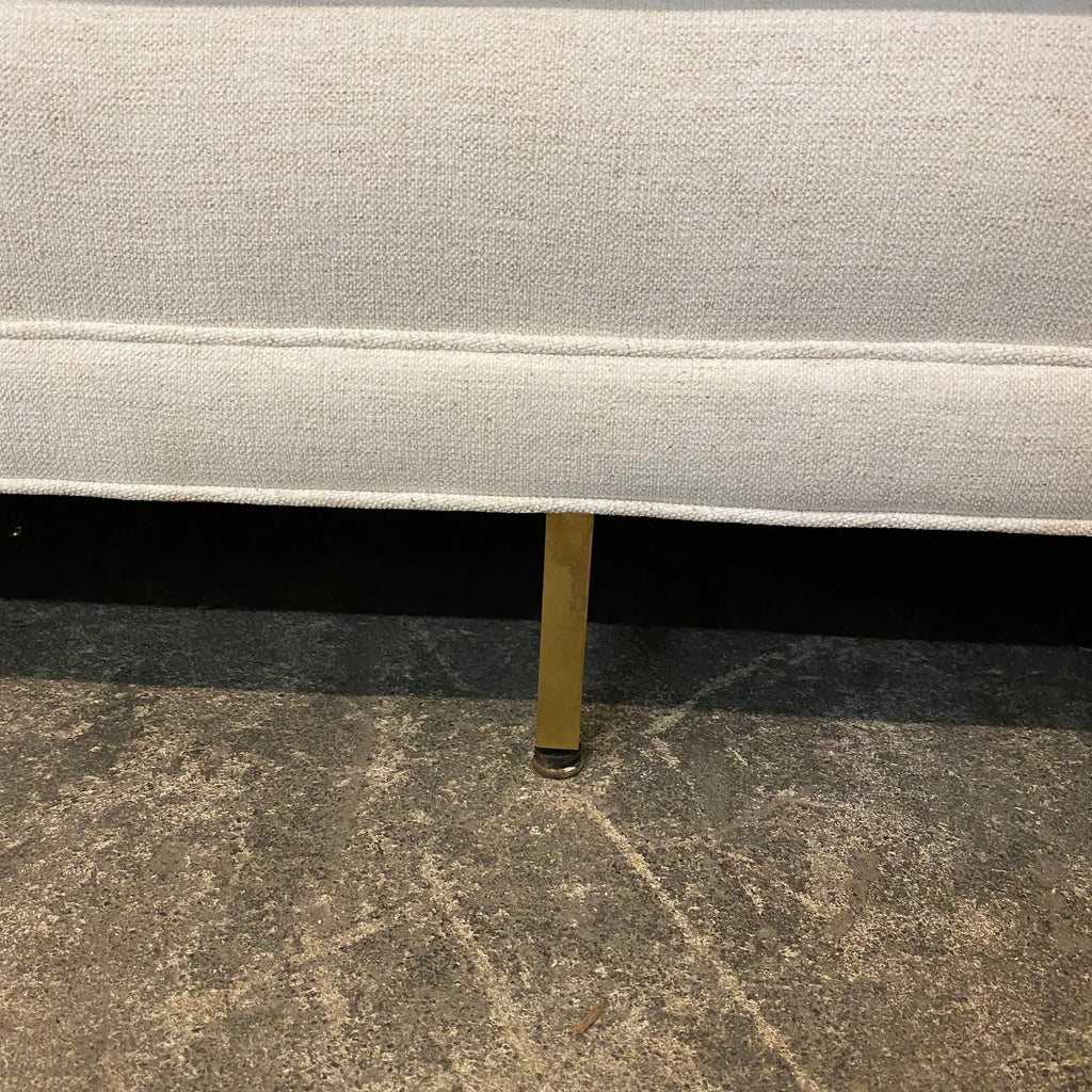 Reupholstered Mid Century Modern Paul McCobb Sectional Sofa with Travertine Top Side Table