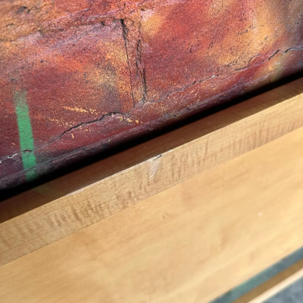 Romweber Mid-Century Mod Bird's-Eye Maple Smoke Glass Queen Headboard