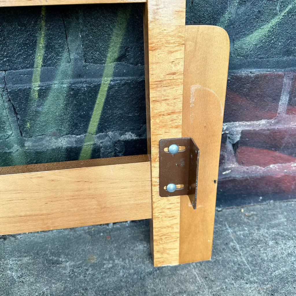 Romweber Mid-Century Mod Bird's-Eye Maple Smoke Glass Queen Headboard