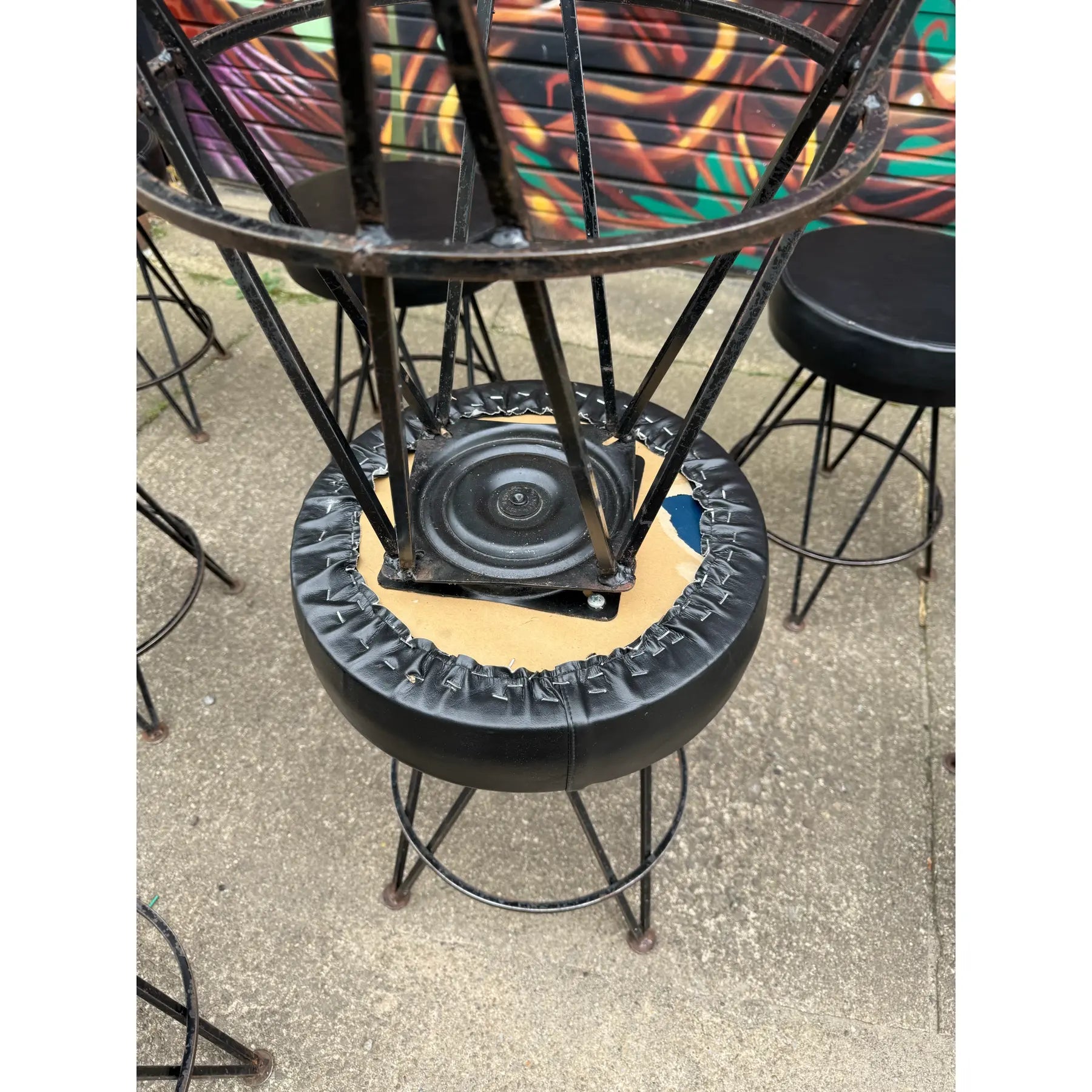 Set of 10 Fredrick Wineberg Style Iron Swivel Stools