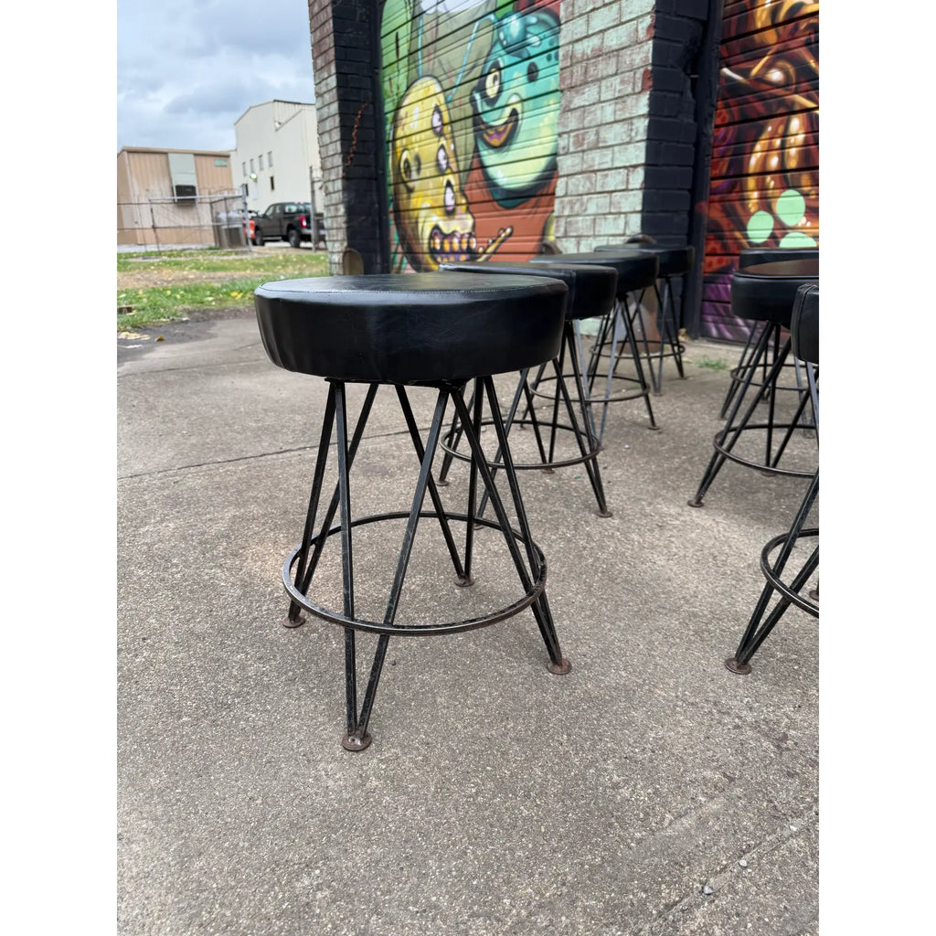 Set of 10 Fredrick Wineberg Style Iron Swivel Stools