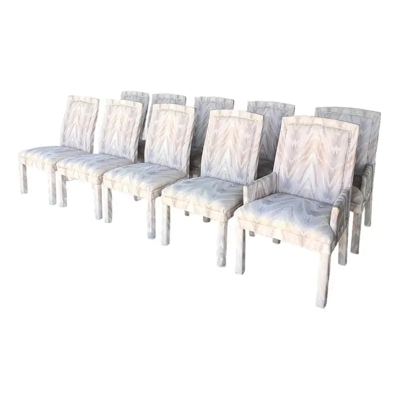 Set of 10 Postmodern Parsons-Style Dining Chairs