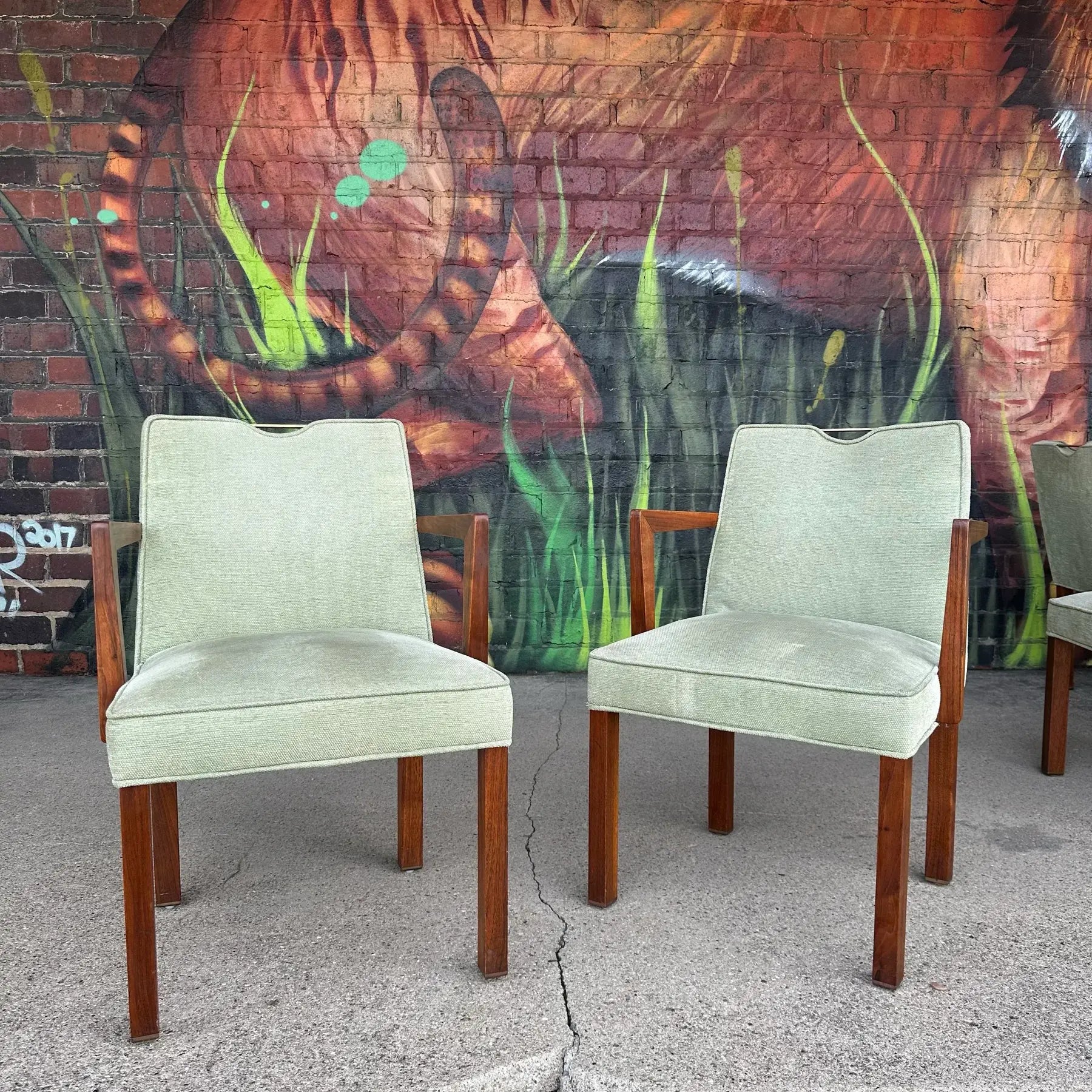 Set of 12 Edward Wormley for Dunbar With Brass Handles and Brass Feet