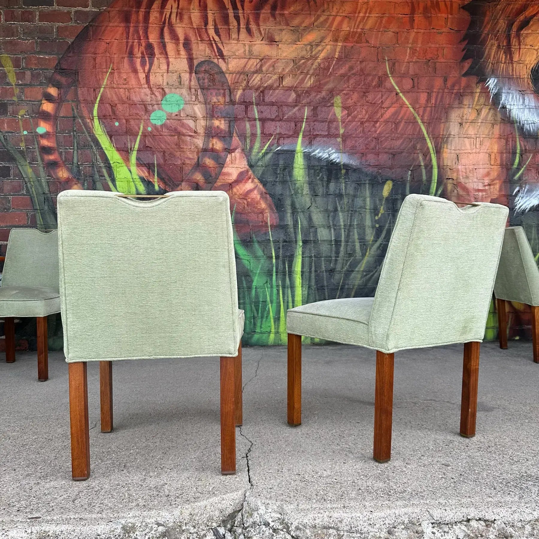 Set of 12 Edward Wormley for Dunbar With Brass Handles and Brass Feet