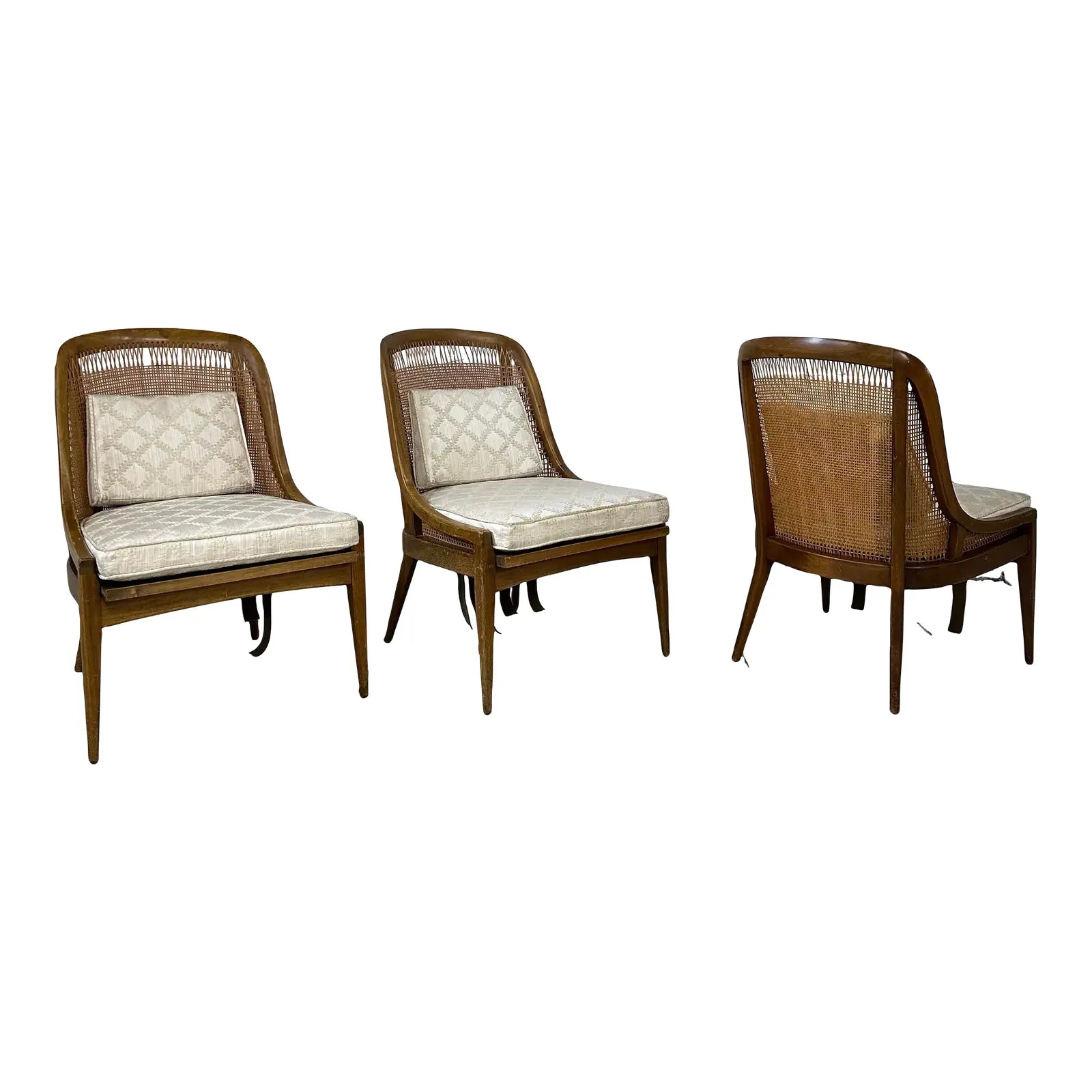 Set of 3 Harvey Probber Caned 'Gondola' Side Chairs