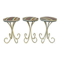 Set of 3 Upholstered Iron Base Stools Heavy Quality