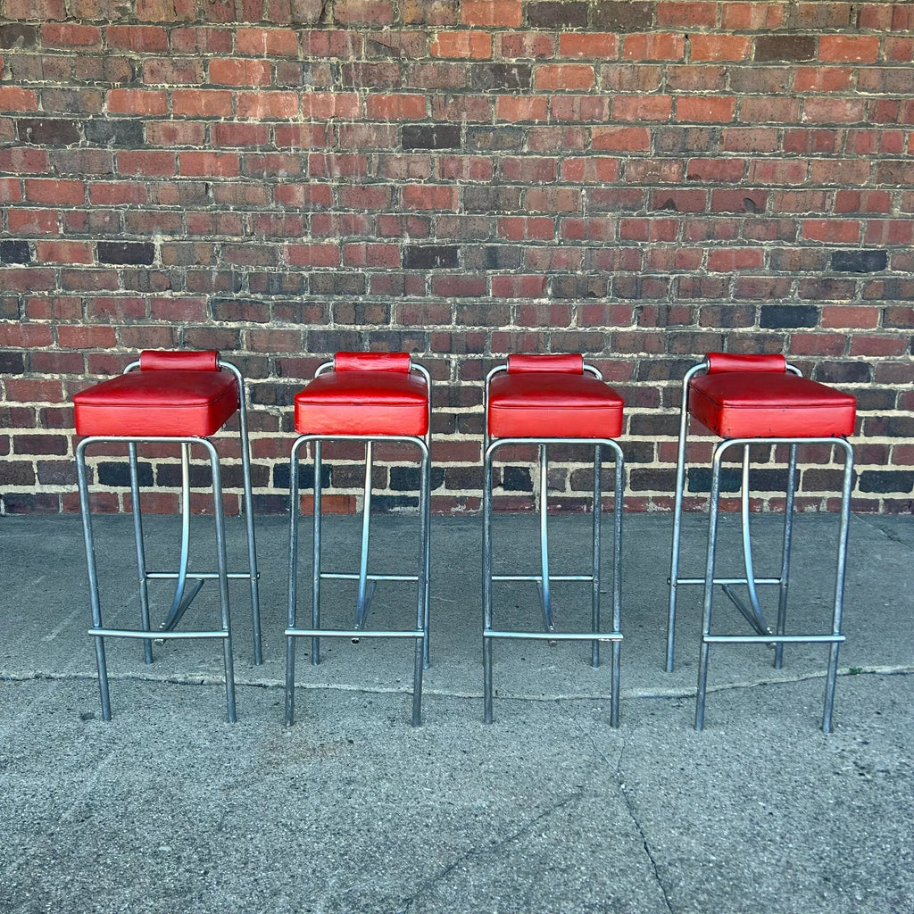 Set of 4 Art Deco Machine Age Bar Stools From Empire State Building
