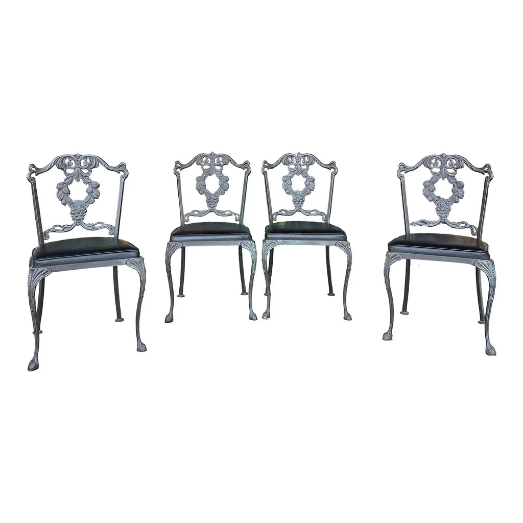 Set of 4 Molla Cast Aluminum Patio Dining Chairs Hollywood Regency
