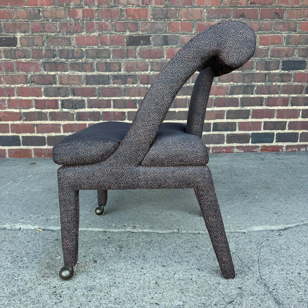 Set of 4 Postmodern Dining Chairs With Front Casters Possibly Karl Springer