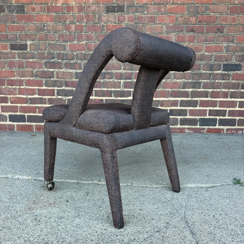 Set of 4 Postmodern Dining Chairs With Front Casters Possibly Karl Springer