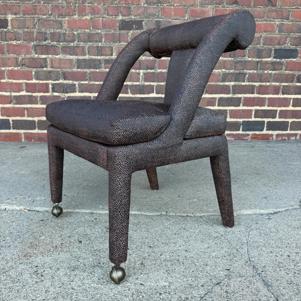Set of 4 Postmodern Dining Chairs With Front Casters Possibly Karl Springer
