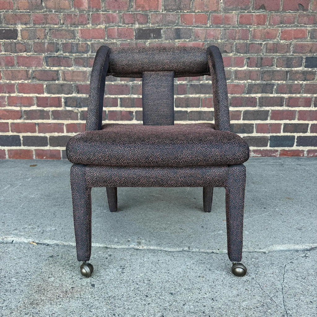 Set of 4 Postmodern Dining Chairs With Front Casters Possibly Karl Springer