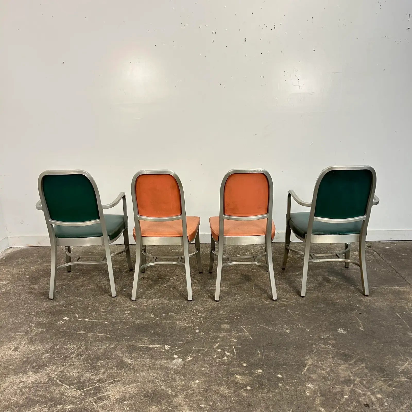 Set of 4 Rare Design GoodForm Aluminum Chairs Industrial Art Deco