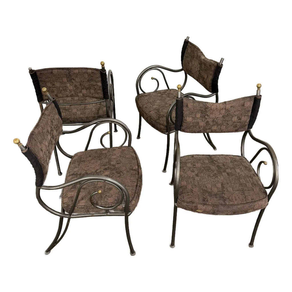 Set of 4 Shaver Howard Scrolled Metal Dining Chairs