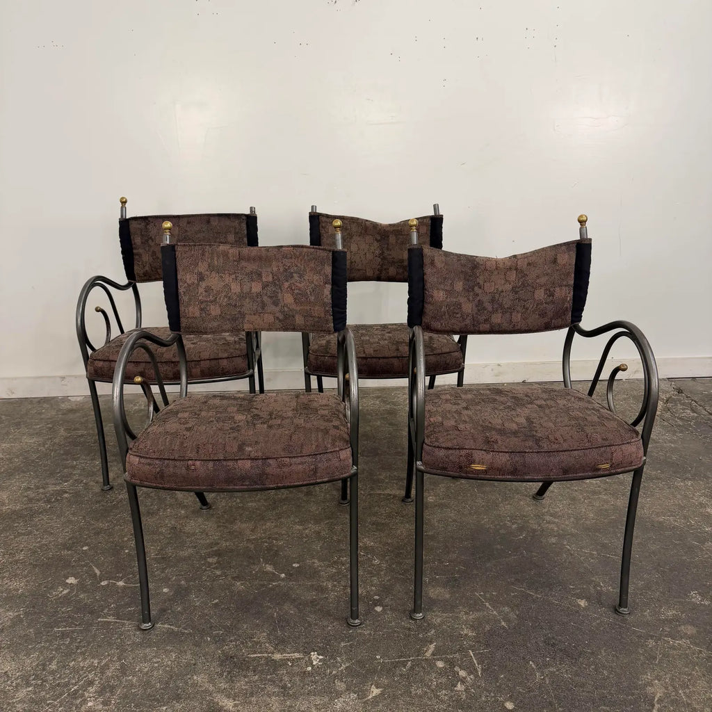 Set of 4 Shaver Howard Scrolled Metal Dining Chairs