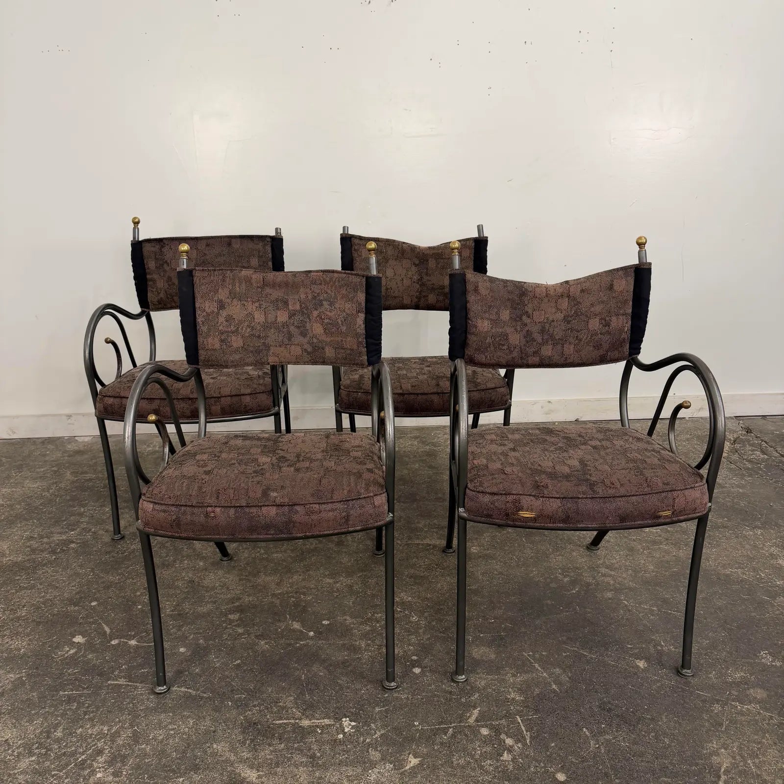 Set of 4 Shaver Howard Scrolled Metal Dining Chairs