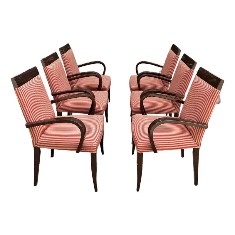 Set of 6 Dakota Jackson PFM Royale Arm Dining Chairs