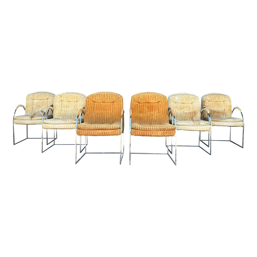 Set of 6 Founders Milo Baughman Style Dining Chairs