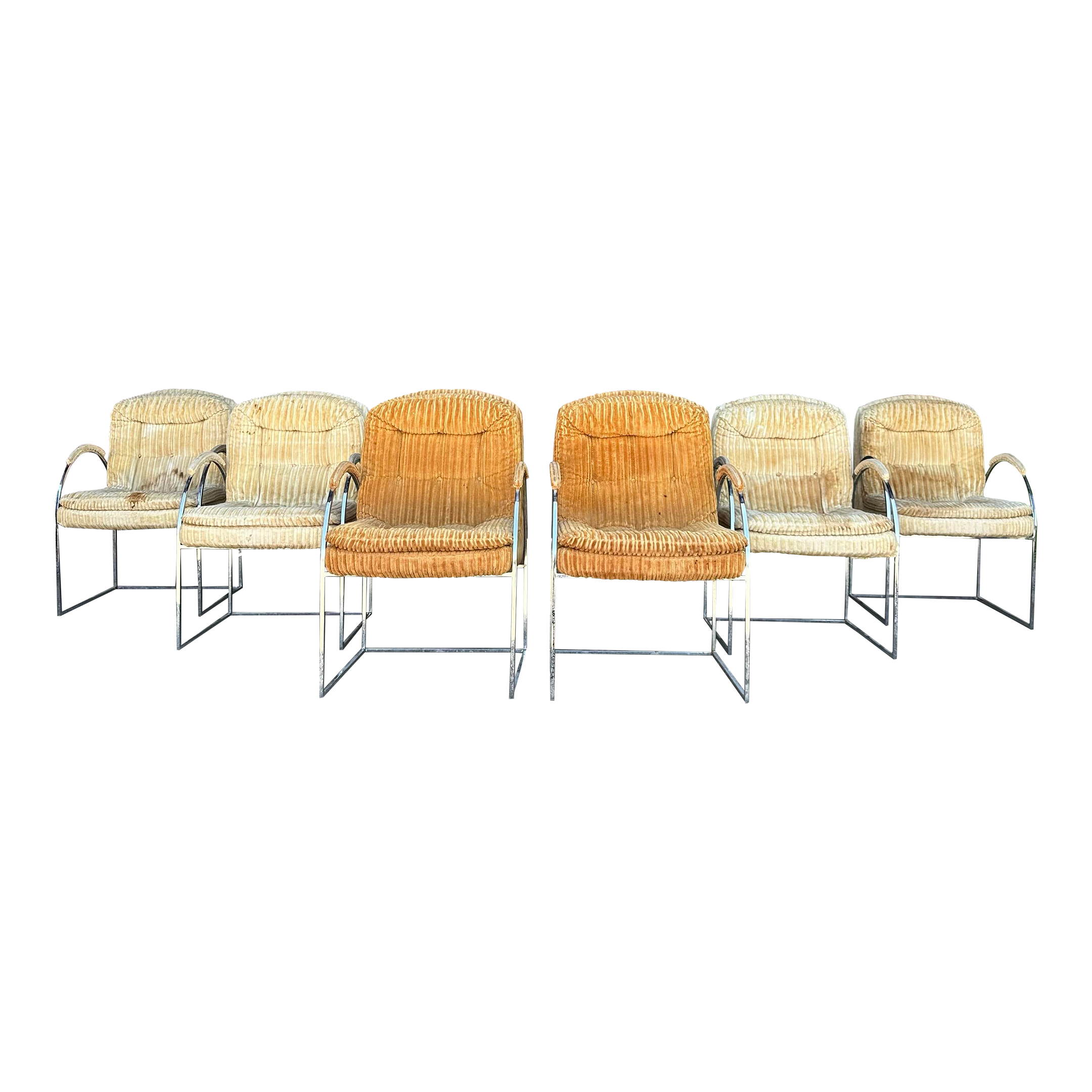 Set of 6 Founders Milo Baughman Style Dining Chairs