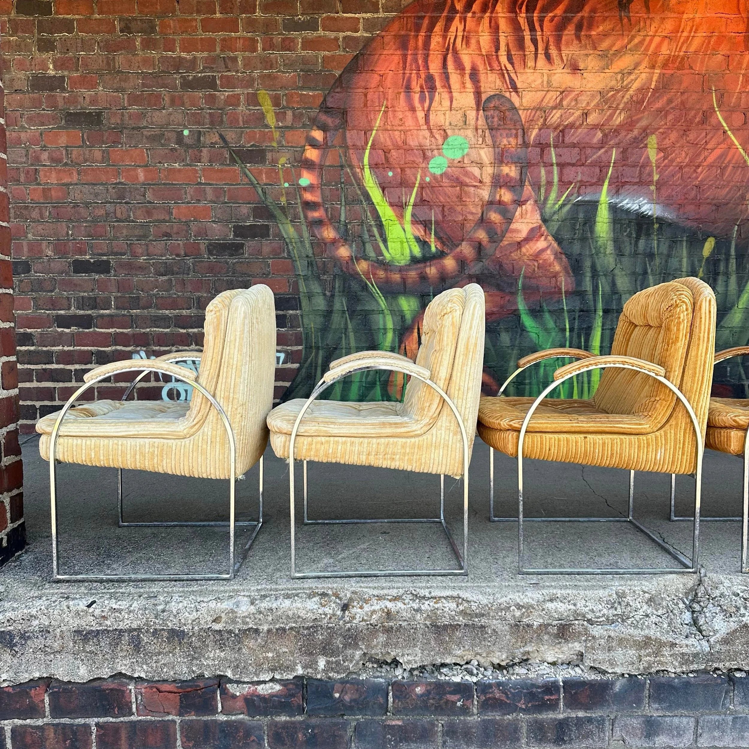 Set of 6 Founders Milo Baughman Style Dining Chairs